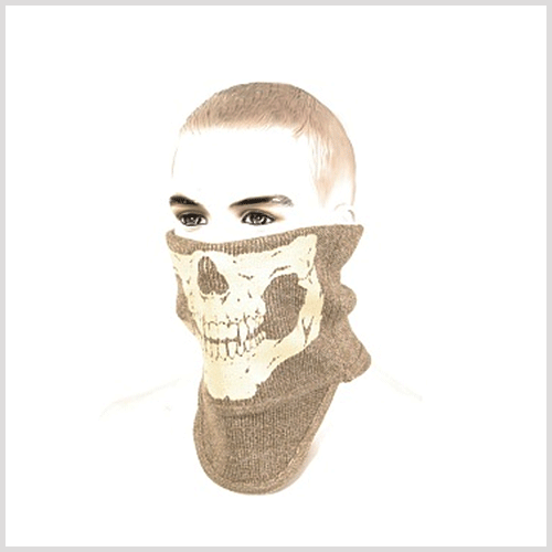 Luminous Skull neck Warmer Tan - 고급 양모 야광스컬 넥게이터 (TAN)