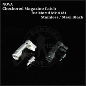 NOVA TM 1911A1 Mag Catch ( Checkered, Steel BK)[Q-02-SB]